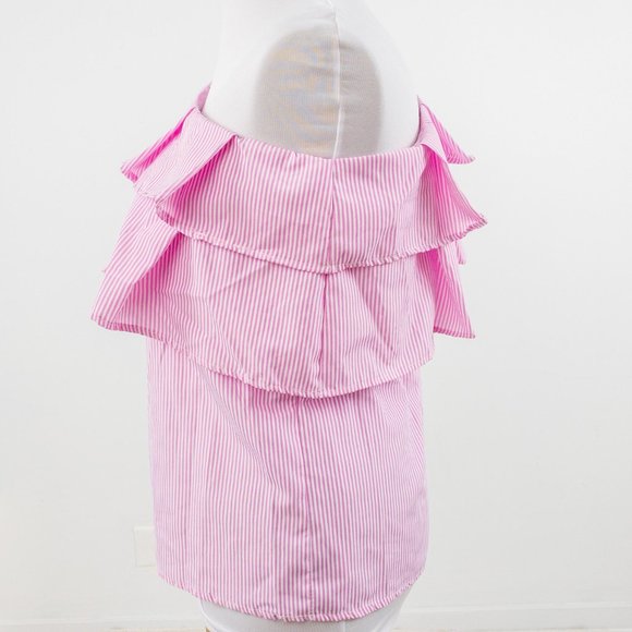 ASOS XL One Shoulder Ruffle Blouse Top Pink - Picture 3 of 7